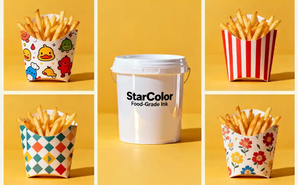French fries box printed with food packaging ink