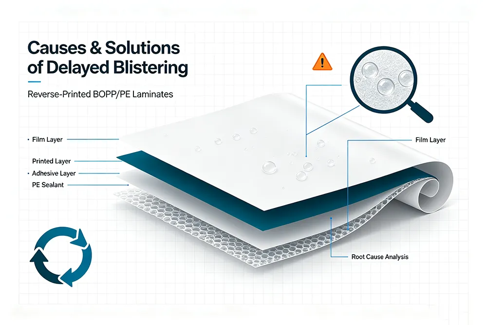 Solutions of Delayed Blistering in Reverse‑Printed BOPP/PE Laminates